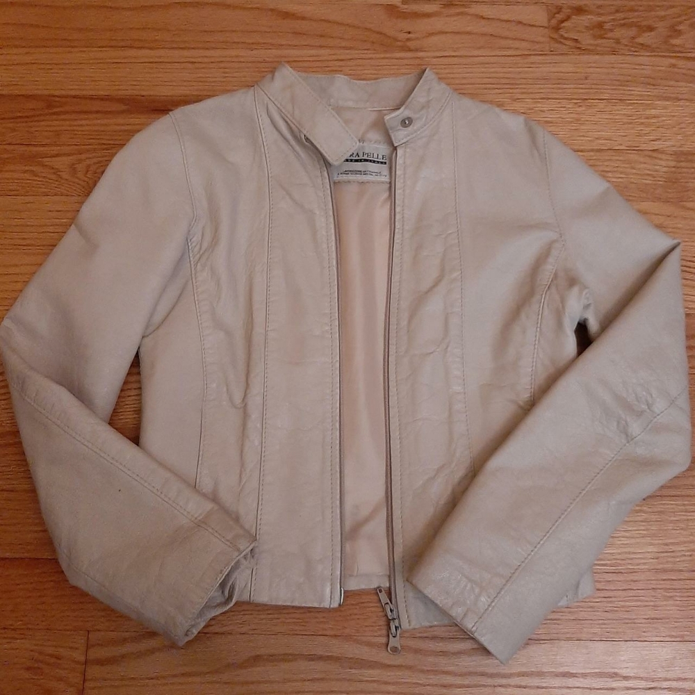 Vera Pelle leather zip up moto jacket